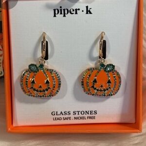 Piper K Pumpkin Earrings with Glass Stones